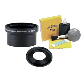 Metal Lens Adapter For Panasonic Lumix DMC-LX3 (52mm + Stepping Ring 52-46), Accepts 52mm & 46mm Lenses & Filters (Alternative To DMW-LA4) + Nwv Direct 5 Piece Cleaning Kit