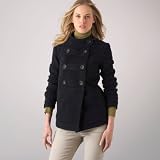 Wool velour high collar reefer jacket