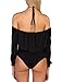 Allegrace Women Sexy String Halter Neck Bodysuit Off Shoulder Leotard Jumpsuit Black M