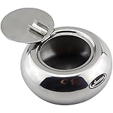 Ashtray, Newness Stainless Steel Modern Tabletop Ashtray with Lid, Cigarette Ashtray for Indoor or Outdoor Use, Ash Holder for Smokers, Desktop Smoking Ash Tray for Home office Decoration, Silver