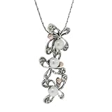 Silver Falling Rosette Handmade Pendant with Pearls