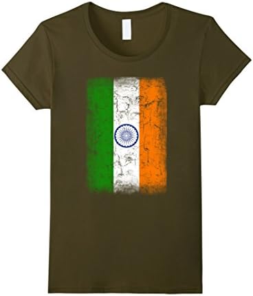 Women's Flag of India Shirt Distressed Unisex India Flag Shirt XL Olive