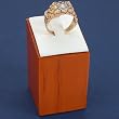White Leather Ring Display Oak Finish Jewelry Stand New 2.75"