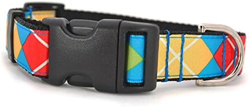 Colorful Caddie Argyle Dog Collar: Large 18-22", 1" Wide