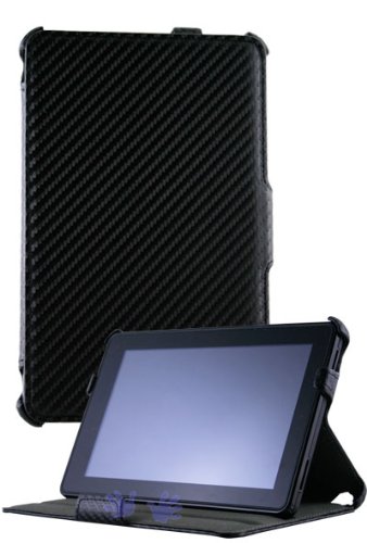HHI Luxury Convertible Carbon Flip Case For Amazon Kindle Fire - Carbon Black (Package include a HandHelditems Sketch Stylus Pen)