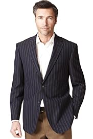 Luxury Sartorial 2 Button Striped Jacket with Wool