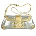 Ripani Jeweled Silver & Gold Metallic Italian Leather Evening Bag