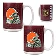 Cleveland Browns 2pc 15oz Gameball Ceramic Mug Set - Helmet logo NFL Football