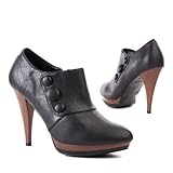 Damen Schuhe, STIEFELETTEN, PLATEAU PUMPS, JB7011, Synthetik in hochwertiger Leder Optik, Schwarz, Gr 36