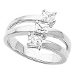 14K White Gold Diamond Three-Stone Ring - 0.75 Ct.
