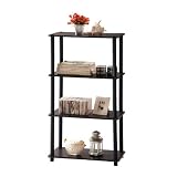 4 Tier Bookcase Storage Cabinet - Espresso Finish