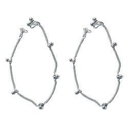 Silver Anklet Pair Foot Jewelry 10.5 inches