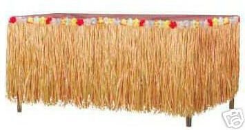 LUAU Natural TABLE SKIRT tropical Flowers