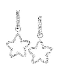 14K White Gold Diamond Star Earrings (0.63 Cttw, SI Clarity, G/H Color)