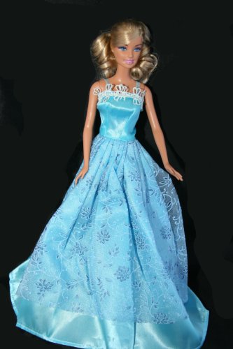Blue Floral Barbie Sized Doll Dress