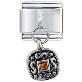 November Topaz Color Emblem Dangle Italian Charms