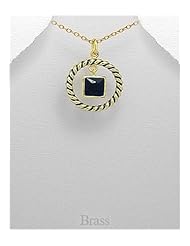 Colored Enamel Pendant Necklace In Brass