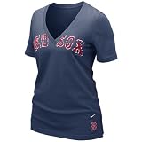 Nike Boston Red Sox Ladies Navy Blue My Team V-neck T-shirt