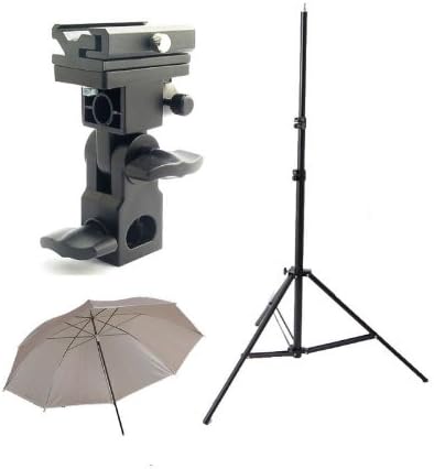 CowboyStudio Single Flash Shoe Swivel Bracket Kit with 1 Mounting Bracket, 1 Umbrella, and 1 Stand Stand