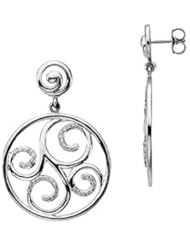 3/8 Carat Vintage Diamond Scroll Circle Dangle Earrings in Silver