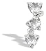 14K White Gold Genuine Heart White Topaz and Diamond 3-Stone Pendant