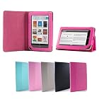 GMYLE Hot Pink Leather Carrying Slim Perfect Fit Flip Folio Portfolio Book Style Case Cover Stand for the Nook Color & Nook Tablet 7 inch Android