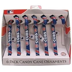 Chicago Cubs Christmas Tree Candy Cane Ornaments
