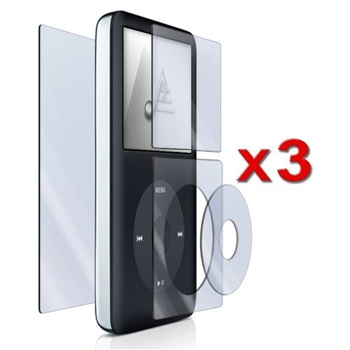 Apple Ipod Ipod Classic 80gb, 160gb Premium Reusable LCD Screen Protector with Lint Cleaning Cloth By Ikross ( 3 Packs )