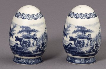Blue French Toile Salt Oval Shape