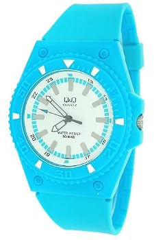 Q&Q Sky Blue Plastic Unisex Watch with White Dial VQ68J007Y