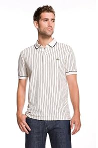 LACOSTE! Short Sleeve Vertical Stripe Pique Polo