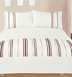 Ribbons Cream/Red/Chocolate Soft Touch Complete Duvet Cover Set Double Bed