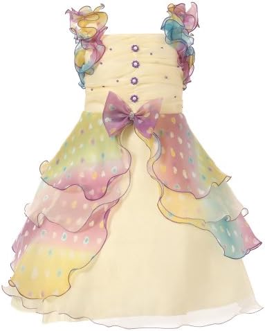 Richie House Little Big Girls' Dress with Pastel Ruffles Size 3-12