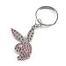 Playboy Pink Rhinestone Rabbit Head Keychain Keyring
