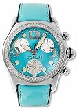 Corum Bubble XL Chronograph Women's (Regular Strap) Watch Turquoise Dial Diamond Bezel on Turquoise Strap 396-157-47-F167 FH30R
