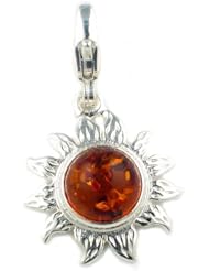 Welded Bliss Sterling 925 Silver Sunflower Sun Clip Charm Amber Centre WBC1027