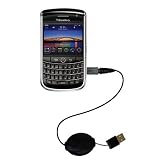 Retractable USB Cable for the Blackberry 9630 with Power Hot Sync and Charge capabilities - uses Gomadic TipExchange Technology