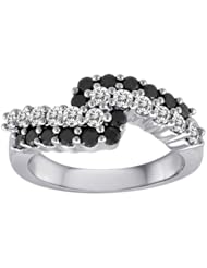 10k White Gold Black and White Diamond Ring (1 cttw, H-I Color, I2-I3 Clarity)