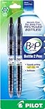 Pilot B2P - Bottle to Pen - Retractable Gel Roller Pens Made from Recycled Bottles, 2 Pen Pack, Fine Point, Black (31605)