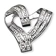 C.Z.Rhodium Baguette Heart(.925) Sterling Silver Pendant Slider For Omega Necklace