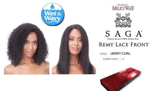 Saga Remy Lace Wig Jerry Curl Color #1B