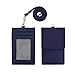 Genuine Leather Credit Card Holder Wallet with Mirror ID Badge Case with Neck Strap