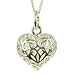 Silver Ladies Filigree Open Heart Pendant 18"Curb