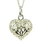 Silver Filigree Open Heart Pendant 18"Curb