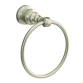 KOHLER K-6817-BN IV Georges Brass Towel Ring in Polished or Brushed Finishes, Vibrant Brushed Nickel