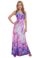 Stretchy Empire   Waistline Summer Elastane/Polyester Jumpsuit/Maxi Dress 