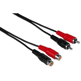 Hama 2 Phono Plug to 2 Phono Socket cable, 5m