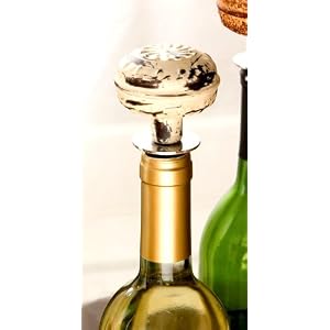 Antique White Round Metal Door Knob Wine Stopper by