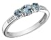 Three Stone Aquamarine Ring with Diamonds 1/2 Carat (ctw) in 10K White Gold
