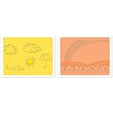 Sizzix Framelits Die Set 5PK with Textured Impressions - Hello Rainbow Set by Deena Ziegler & Jen Long